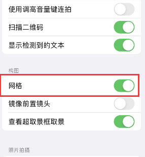 舟曲苹果手机维修网点分享iPhone如何开启九宫格构图功能 