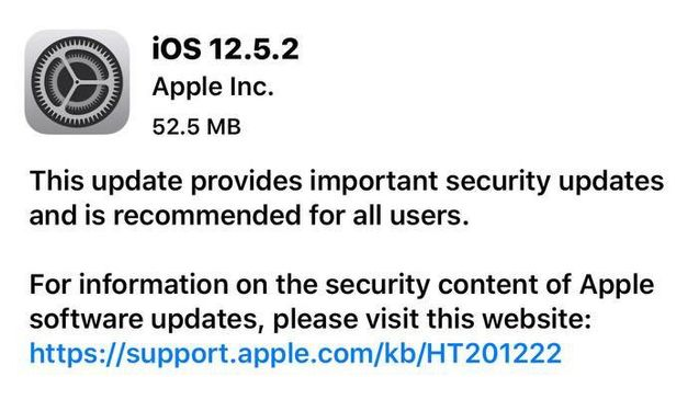 舟曲苹果手机维修分享iOS12.5.2发布，建议所有老苹果用户安装 
